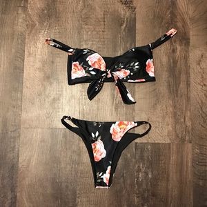 Zaful Floral Off The Shoulder Bikini